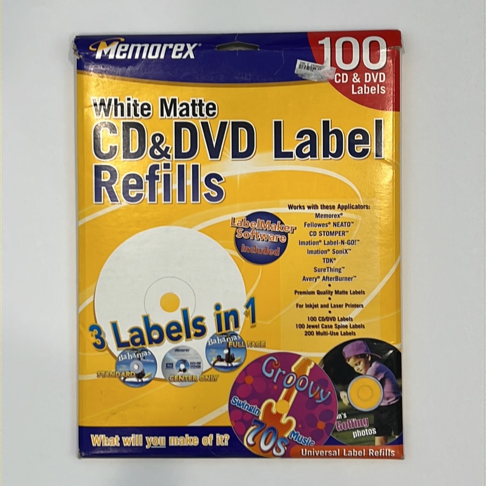 Memorex White Matte CD & DVD Label Refills - Open Packing - Some Labels Missing